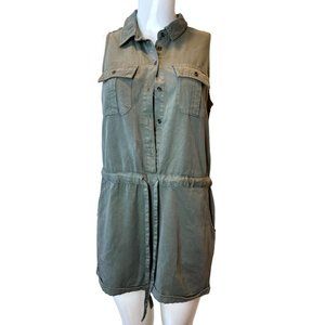 Universal Thread Women's Romper Jumpsuit Front Button Drawstring Waist Green XS